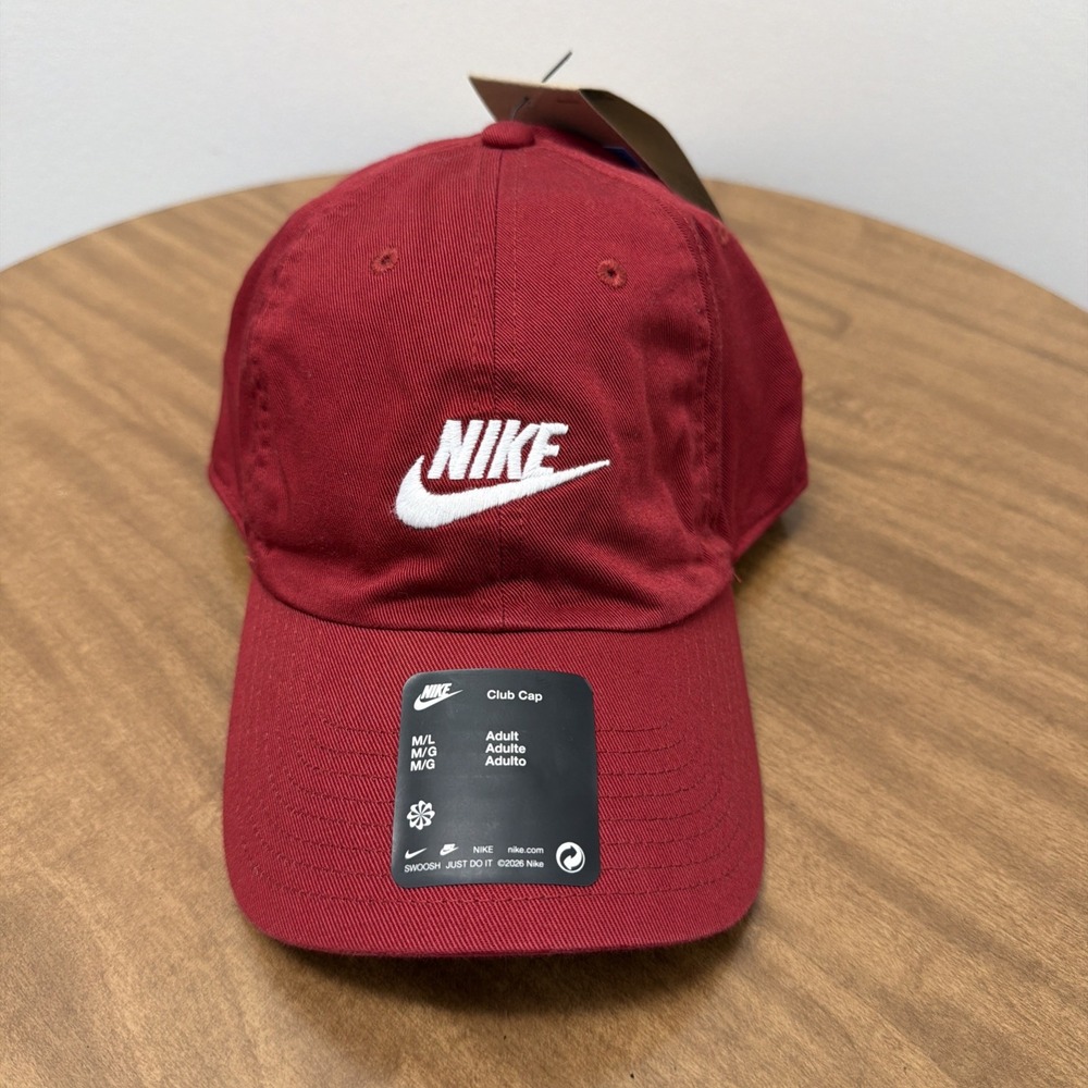 Nike Club Unstructured Futura Wash Red Cap Adult Unisex Size M/L FB5368 613 NWT